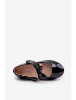 Dětské lakované balerínky s mašlí a suchým zipem černé model 21654221 - EVENTO