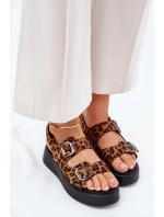 Dámské Sandály Na Platformě A S Přezkami Leopardí Hnědé model 21688823 - Boto