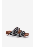 Dámské Pantofle S Přezkami A Leskem Černé S.Barski RB51-006