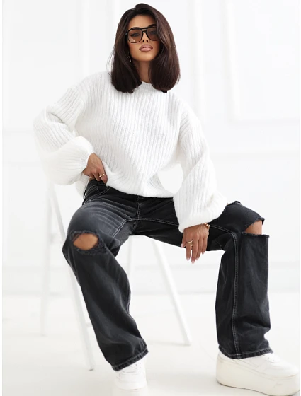Sweter PM SW model 22334111 ecru - FPrice Sweter PM SW model 22334111 ecru - FPrice