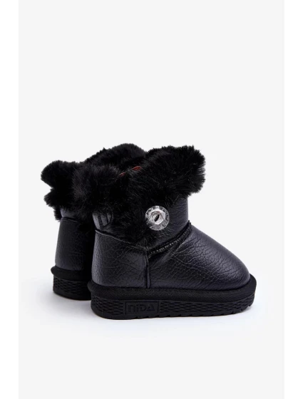 Černé Bessie Zateplené Sněhule S Kožešinou