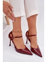 Dámské lakované lodičky s páskem Bordové Tarilin