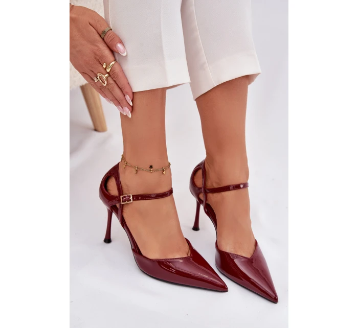 Dámské lakované lodičky s páskem Bordové Tarilin