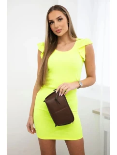 Dámské šaty s volánky model 21227112 Neon žlutá - Kesi