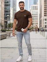 Pánské bavlněné tričko s potiskem hnědého buldoka FashionStreet NX0125R Pánské bavlněné tričko s potiskem hnědého buldoka FashionStreet NX0125R