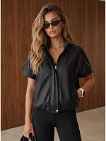 Kurtka damska skórzana z krótkim rękawem czarna FashionStreet TY6063 Kurtka damska skórzana z krótkim rękawem czarna FashionStreet TY6063