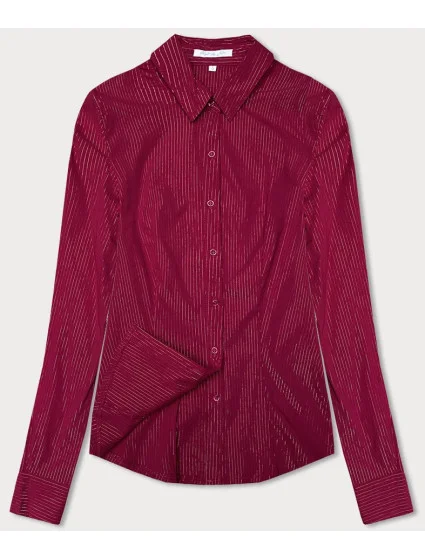 Dámská halenka ve vínové bordó barvě se proužky model 18471273 - Forget me not FASHION Dámská halenka ve vínové bordó barvě se proužky model 18471273 - Forget me not FASHION