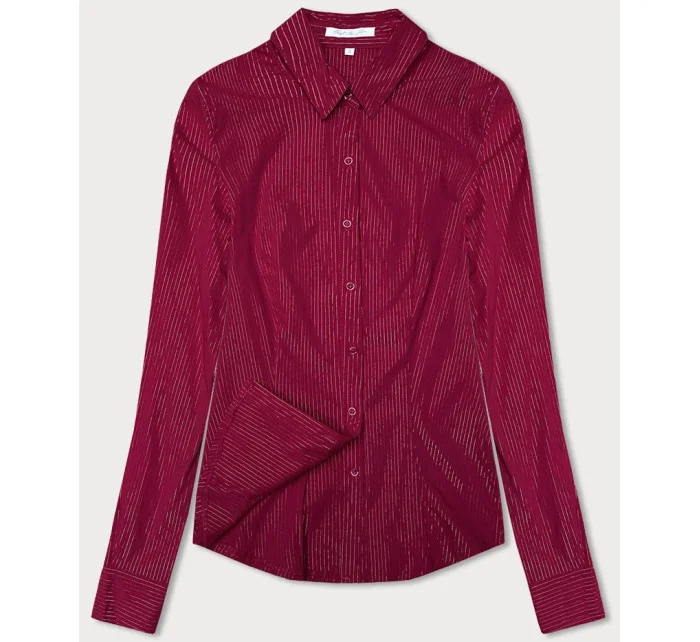 Dámská halenka ve vínové bordó barvě se proužky model 18471273 - Forget me not FASHION Dámská halenka ve vínové bordó barvě se proužky model 18471273 - Forget me not FASHION