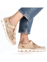 Rieker W RKR651 béžové kožené polobotky s háčkem a smyčkou