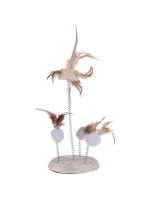 KOČIČÍ HRAČKA PEŘÍ NA PRUŽINÁCH NA ŠKRABADLE 14X33CM