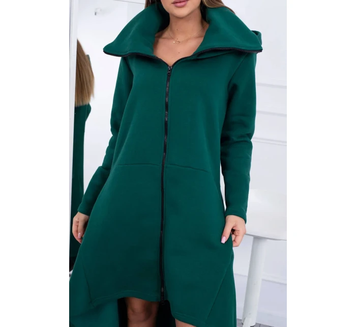 Zateplené šaty s delšími boky tmavě zelené Zateplené šaty s delšími boky tmavě zelené