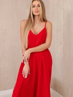 Mušelínové šaty na ramínka červený