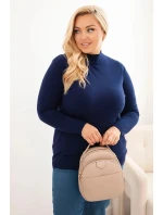 Dámský svetr Plus Size z viskózy s rolákem granátový