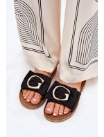 Plné Dámské Sandály S Ozdobným Detalem Černé Nellodra