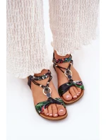 Dámské Ploché Sandály S Páskem A Dekorací Černé model 21693414 - Artiker