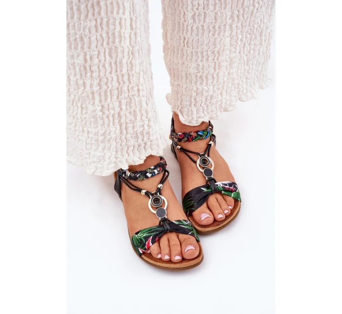 Dámské Ploché Sandály S Páskem A Dekorací Černé model 21693414 - Artiker