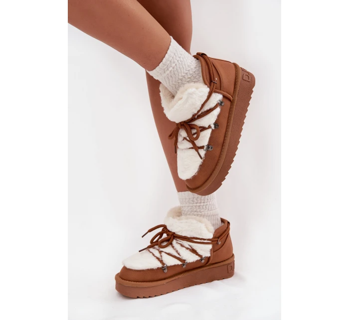 Nízké sněhule na platformě s kožešinou model 21714095 Camel - D.Franklin