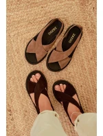 Dámské sandály model 22027710 z přírodního semiše Čokoládové - Zazoo