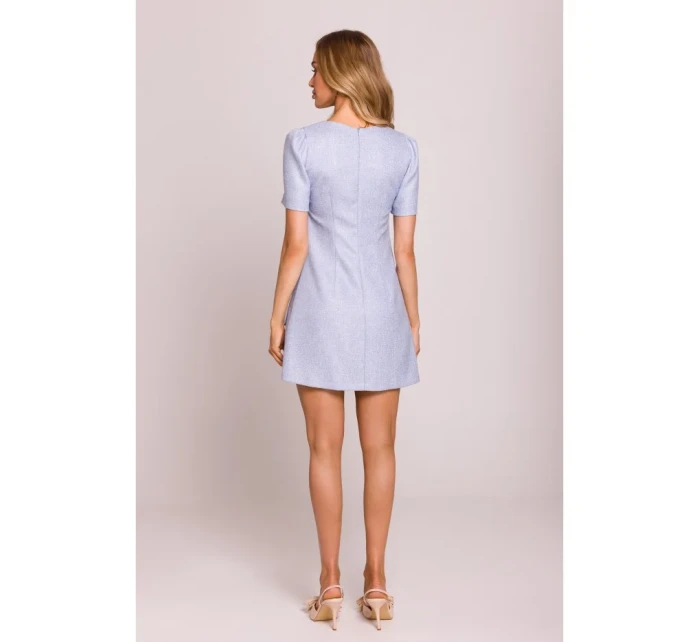 M855 Mini šaty áčkového střihu - světle modré