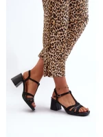 Dámské sandály na vysokém podpatku vyrobené z ekologické kůže Black Lyana Dámské sandály na vysokém podpatku vyrobené z ekologické kůže Black Lyana