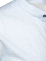 Pánská košile s dlouhým rukávem a stojáčkem modrá FashionStreet DX2661 Pánská košile s dlouhým rukávem a stojáčkem modrá FashionStreet DX2661