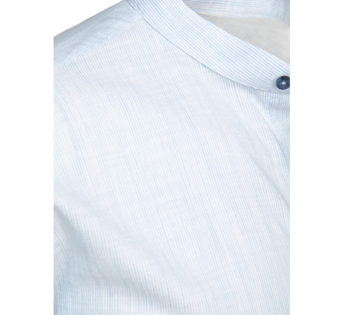 Pánská košile s dlouhým rukávem a stojáčkem modrá FashionStreet DX2661 Pánská košile s dlouhým rukávem a stojáčkem modrá FashionStreet DX2661