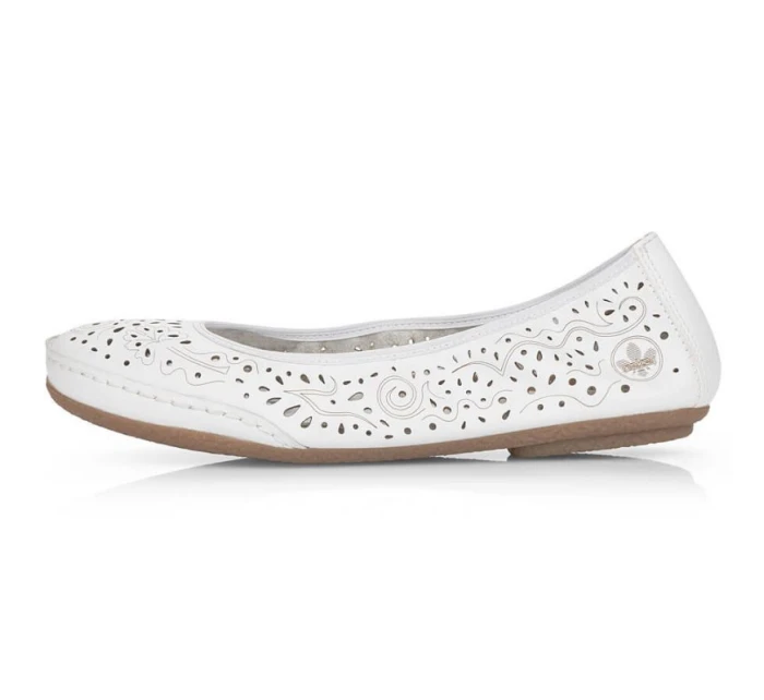 Kožená pohodlná polobotka W model 22033618 bílá - Rieker Kožená pohodlná polobotka W model 22033618 bílá - Rieker