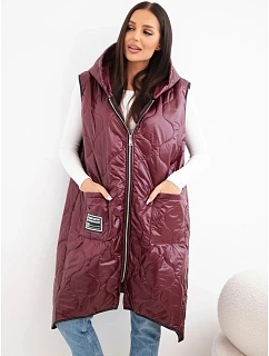 Dámská prošívaná vesta Plus Size s kapucí zapínaná na zip tyrkysová