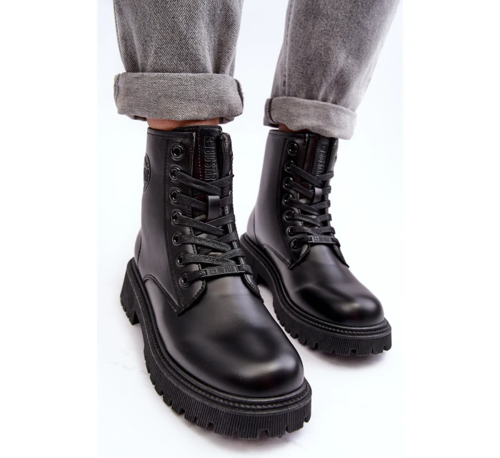 Botky Kožené Šněrovací Černé Big Star model 21636893 - Big Star Shoes Botky Kožené Šněrovací Černé Big Star model 21636893 - Big Star Shoes