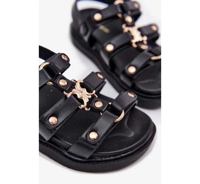 Dívčí sandály se zlatým detailem černé Lunessa