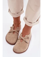 Kožené semišové polobotky Dámské s pásky béžové model 21937593 - Zazoo Kožené semišové polobotky Dámské s pásky béžové model 21937593 - Zazoo