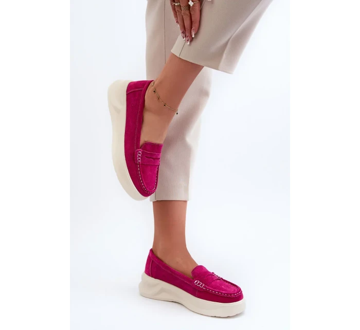 Semišové dámské mokasíny Fuchsia model 20453046 - Kesi