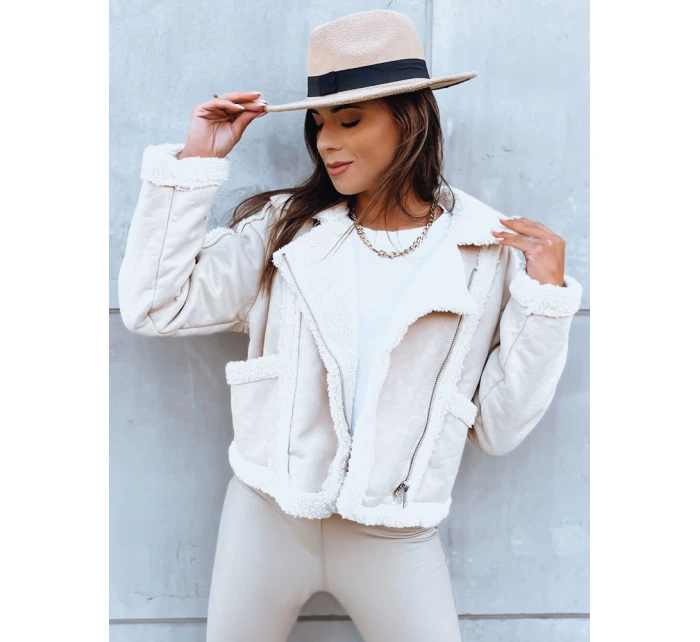 Dámská kožená bunda PLAYDIVA light beige FashionStreet TY3852 Dámská kožená bunda PLAYDIVA light beige FashionStreet TY3852