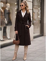 płaszcz damski z paskiem czekoladowy model 22546881 - FashionStreet płaszcz damski z paskiem czekoladowy model 22546881 - FashionStreet
