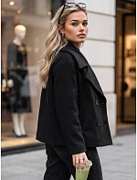 Dámský krátký černý dvouřadý kabát FashionStreet NY0812 Dámský krátký černý dvouřadý kabát FashionStreet NY0812
