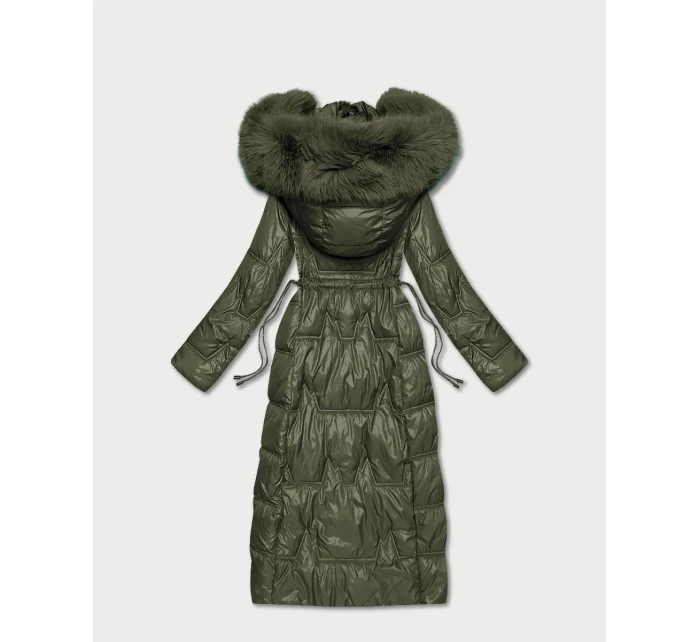 Dlouhá dámská prošívaná zimní bunda v barvě khaki model 21748244 - HONEY WINTER