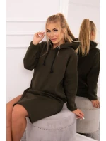 Šaty s kapucí a bočním rozparkem v barvě khaki Šaty s kapucí a bočním rozparkem v barvě khaki