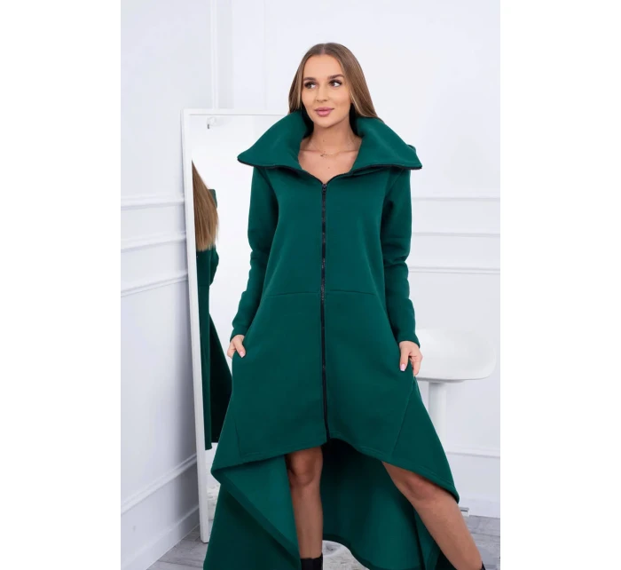 Zateplené šaty s delšími boky tmavě zelené Zateplené šaty s delšími boky tmavě zelené