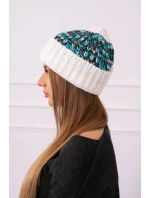 Dámská čepice Iris K348 white+turquoise Dámská čepice Iris K348 white+turquoise