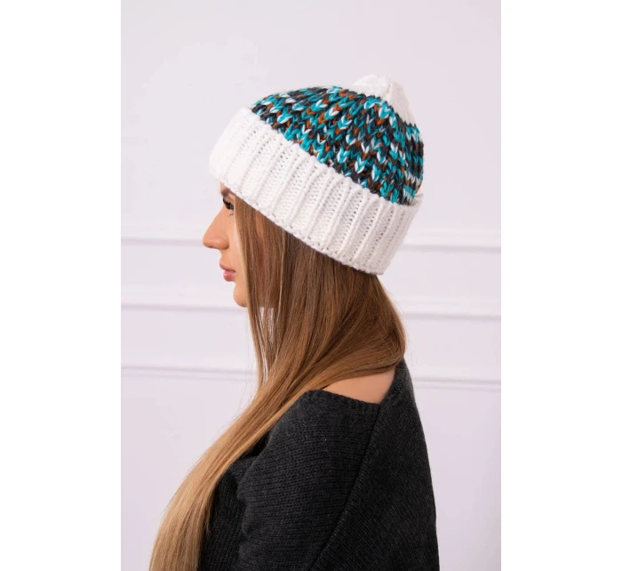 Dámská čepice Iris K348 white+turquoise Dámská čepice Iris K348 white+turquoise