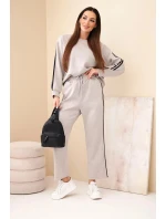 Dámský viskózový komplet v máslovém provedení s lampasy fango