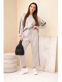 Dámský viskózový komplet v máslovém provedení s lampasy fango