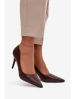 Dámské lodičky z eko kůže čokoládové model 21711403 - Boto Dámské lodičky z eko kůže čokoládové model 21711403 - Boto
