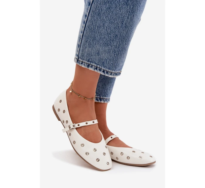 Dámské baleríny se stříbrnými prvky bílé Marivon