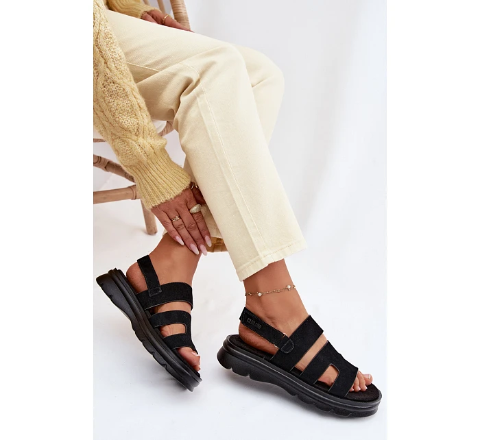 Dámské sandály semišové Big Star model 22064154 Černé - Big Star Shoes Dámské sandály semišové Big Star model 22064154 Černé - Big Star Shoes