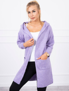 Obyčejný svetr s kapucí a kapsami fialové barvy