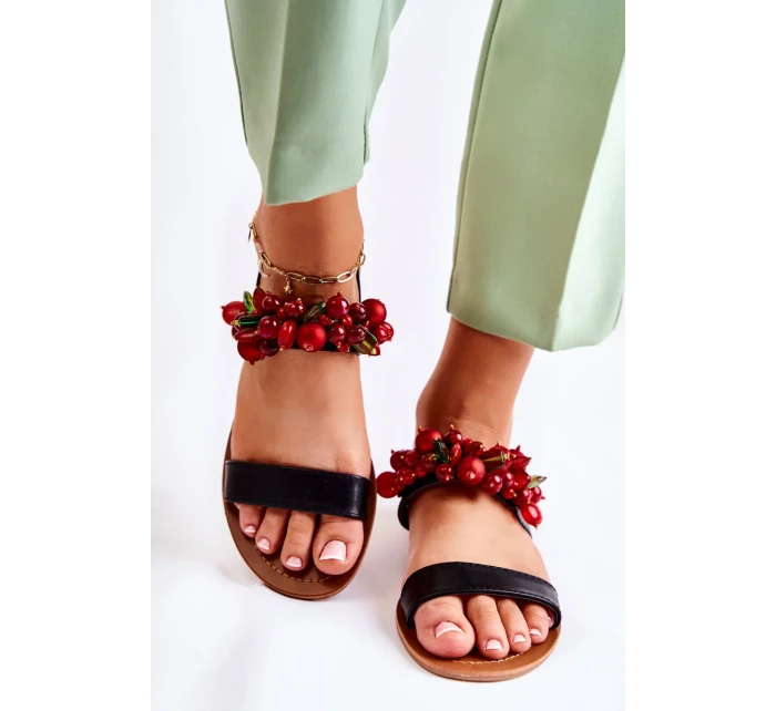 Módní sandály s korálky Černá Hally Módní sandály s korálky Černá Hally