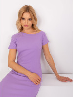 Světle fialové basic šaty s krátkým rukávem