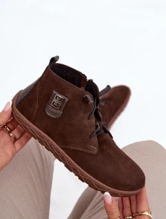 Dámské semišové barefoot polobotky s ozdobným detailem Zazoo – čokoládové
