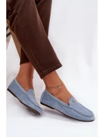 Dámské mokasíny s malým zlatým detailem – modré Sarivelle Dámské mokasíny s malým zlatým detailem – modré Sarivelle